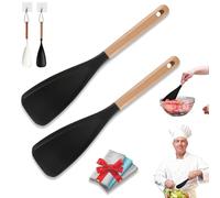 Cuillère spatule, spatule multifonction, cuillère de cuisine, manche en bois, cuillères en silicone, ustensiles de cuisine pour mélanger, gratter, antiadhésif, un outil indispensable pour les