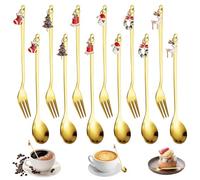 Cuillères A Café De Noël,12 Pièces Ensemble De Cuillères De Noël Avec Pendentif,Ensemble De Cuillères Et fourchettes De Noël,Cuillère A Dessert De Noël Pour Décoration De Noël,Dessert,Café