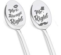 Cuillères à Café Gravées - Mr. Right & Mrs. Always Right, Cadeau De Mariage Pour Couple, Ensemble De 2 Cuillères à Café En Acier Inoxydable Avec Gravure, Idéal Pour Café, Thé, Dessert, Soupe