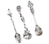 Cuillères à café style vintage mis 3pcs cuillères à dessert cuillères à thé sculptés métal Royal Style pour cuisine salle à manger bar et thé