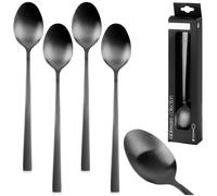 Cuillères à cocktail longues pour desserts, couverts en satin noir, lot de 4, EX