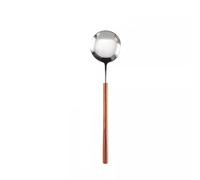 Cuillères À Dessert Cuillère à Long manche, fourchette à manche en bois, cuisine domestique, vaisselle en acier inoxydable, couteau et fourchette à Dessert, petite cuillère Vaisselle De Cuisine