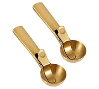 Cuillères à glace ergonomiques en acier inoxydable, lavable lave-vaisselle, mécanisme de démarrage pour dessert durci, boule de fruits Cuillères à glace en acier inoxydable