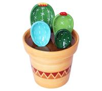 Cuillères à mesurer cactus placées en pot, jolies tasses de mesure en céramique et cuillères ensemble avec un support pour la cuisson du sucre salé, des ensembles de