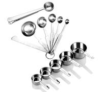 Cuillères à Mesurer en Acier inoxydable Cuillères Doseuses Empilable Measuring Spoons Set pour mesurer les ingrédients secs et liquides 12Pcs