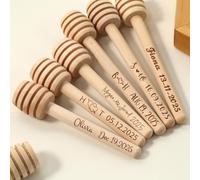Cuillères à miel en bois personnalisées, cuillère à miel avec nom gravé, mini agitateur à mélanger en bois personnalisé, cadeaux de fête prénatale, cadeaux de fête prénuptiale, décoration de fête (8