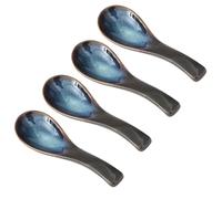 Cuillères à soupe chinoises, cuillères à soupe de 4pcs, cuillère en céramique en céramique et japonaise résistante la chaleur, scooper facile nettoyer pour Rice Ramen Avoine et céréales