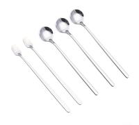 Cuillères à thé à long manche en acier inoxydable, parfaites pour mélanger la crème glacée, le café et les cocktails, passent au lave-vaisselle (argent)