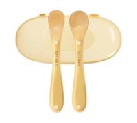 Cuillères d'Alimentation - 2 Pièces Ustensiles D'Alimentation Ergonomiques De Qualité Alimentaire Avec Étui De Rangement - Cuillères De Cuisine En Silicone | Pour Manger, Purées, Sevrage et