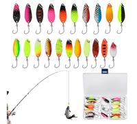 Cuillères de 21 pièces de leurres avec hameçon pour lancer, cuillère pour la jigging - Pour eau douce salée, rivière, lac étang, jour et nuit extérieur