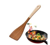 Cuillères de cuisine en bois - Spatule en bois avec manche long - Ustensiles de cuisine multi-usages pour poêle antiadhésive, mélanger, remuer et frire - Spatule en bois Tu