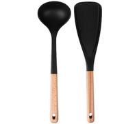 Cuillères De Cuisine En Silicone | Ustensiles De Cuisine Antiadhésifs À Spatule | Set De Cuillères En Silicone Avec Manche En Bois | Pour Salade Soupe Gâteau Œufs et
