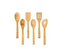 bambuswald© ensemble de couverts de cuisine (6 pièces) sans plastique et écologiques en 100% bambou | Cuillères de cuisine, par ex. louche à soupe nouilles Couverts à salade