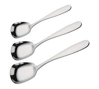 Cuillères de dessert carré - à mélange en acier inoxydable, ensemble de cuillère en argent plat | Outils de service de table de cuisine poignée lisse, ustensiles à plusieurs usages élégants
