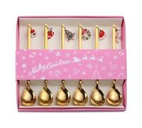 Cuillères de Noël en acier inoxydable,ensemble de cuillères de Noël en acier inoxydable - Petite cuillère à mélanger Cuillères à café à thé 6 pièces, à couverts de qualité alimentai