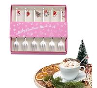 Cuillères de Noël en acier inoxydable,ensemble de cuillères de Noël en acier inoxydable - Petite cuillère à mélanger Cuillères à café à thé 6 pièces | à couverts de noël, ensemble