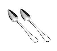 Cuillères de pamplemousse en argent en acier inoxydable à moitié dentelé des coups de couteau à desserts de fruits 2pcs.