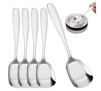 Cuillères de table en acier inoxydable à tête carrée,Cuillères de service en acier inoxydable à tête carrée - à soupe - de service, cuillères à mesurer épaisses, cuillères à