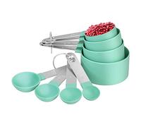 Cuillères Doseuses, 8 Pcs Cuillere Doseuse Et Measuring Cups Ensemble, 4 Cuillere Mesurer et 4 Tasses Mesure pour Mesurer Solides et Liquides (Bleu sarcelle)