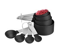 Cuillères Doseuses, 8 Pcs Cuillere Doseuse Et Measuring Cups Ensemble, 4 Cuillere Mesurer et 4 Tasses Mesure pour Mesurer Solides et Liquides (Noir)