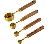 Cuillères Doseuses, Cuillère Doseuse,4Pcs inoxydable Cuillères à Mesurer,Cuillere Mesure Doseuse Cuillère Doseur avec manche en bois