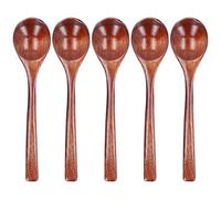 Cuillères en Bois Phoebe 5 Pièces, Longues Manches, 18x4,3cm, Couleur Peinte - Ustensiles Durables, Sans BPA, Usage Polyvalent pour Cuisine et Restaurant