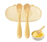 Cuillères En Silicone,2 Petites Cuillères Ergonomiques de Qualité Alimentaire avec Étui de Rangement - Cuillère Mélangeuse En Silicone - Pour Manger, Purées, Sevrage et
