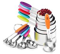 Cuillères et Tasses à Mesurer: U-Taste Ensemble de Tasses et Cueillere Dosseur en Acier Inoxydable 18/8, 12 Pièces Mesures Cuisine pour la Pâtisserie et la Cuisson, Poignée Épaissie (Couleur)