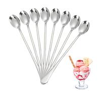 Cuillères longues pour agitation - 8 pièces Ensemble de cuillères à poignée en acier inoxydable, cuillères à café glacées de 7,48 pouces | BEVERS BEVERS BRIVE SPUCKS DE MILE POUR COFFET COFFET