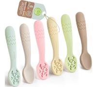Cuillères pour tout OKONKN Lot de 6 Cuillères Silicone Bébé - Cuillère Souple dès 4 Mois - Pour 3 Stades d’Aliments - Cuillère Bébé 1er Âge - Eucalyptus