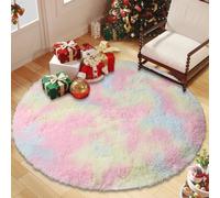 CUIMEI Tapis de Chambre Ado 105 x 105 cm, Dessous Antidérapant, Lavable à 30 Degrés, Super Doux, Aspect Fourrure, pour Salon Tapis Salon, Antidérapant, Multicolore