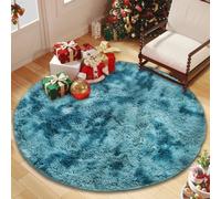 CUIMEI Tapis de Chambre Ado 145 x 145 cm, Dessous Antidérapant, Lavable à 30 Degrés, Super Doux, Aspect Fourrure, pour Salon Tapis Salon, Antidérapant, Bleu Foncé