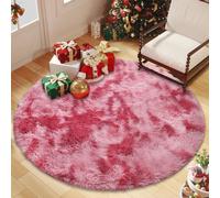 CUIMEI Tapis de Chambre Ado 65 x 65 cm, Dessous Antidérapant, Lavable à 30 Degrés, Super Doux, Aspect Fourrure, pour Salon Tapis Salon, Antidérapant, Rose foncé