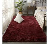 CUIMEI Tapis de Chambre Doux 280 x 330 cm, Dessous Antidérapant, Lavable à 30 Degrés, Super Doux, Aspect Fourrure, pour Salon Tapis avec et Confortable, Vin Rouge