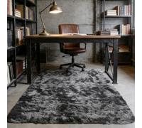 CUIMEI Tapis de Salon 165 x 270 cm, Soft à Poils Longs Moelleux, Antidérapant, Intérieur Moderne Décoration, pour Salon The Tapis de Élégant, Gris Foncé