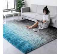 CUIMEI Tapis de Salon 90 x 200 cm, Grande Taille, Àpoils Longs Shaggy, Lavable, Sûr et Antidérapant, pour Chambre Descente de Lit Chambre Tapis, Bleu