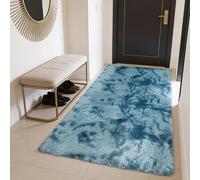 CUIMEI Tapis de Salon Moderne 105 x 295 cm, Grande Taille, Àpoils Longs Shaggy, Lavable, Sûr et Antidérapant, pour Chambre Tapis Chambre Moderne Lavable, Bleu Foncé
