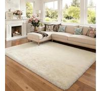 CUIMEI Tapis de Salon Moderne 120 x 230 cm, Facile d'entretien, Haute Densité de Poils et Agréablement Doux Design, pour Chambre Tapis Shaggy Poils Longs Moderne, Beige