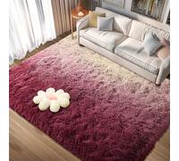 CUIMEI Tapis de Salon Moderne 260 x 380 cm, Rectangulaire, Shaggy Doux et Confortable, Moelleux et Lavable, pour Chambre Décoration Tapis Moelleux, Rouge Profond