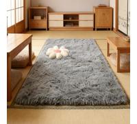 CUIMEI Tapis de Salon Vintage 210 x 380 cm, Dessous Antidérapant, Lavable à 30 Degrés, Super Doux, Aspect Fourrure, pour Salon Tapis de Poils, Gris argenté