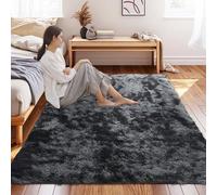 CUIMEI Tapis Moderne 105 x 145 cm, Grande Taille, Àpoils Longs Shaggy, Lavable,Sûr et Antidérapant, pour Chambre Extra Doux et Confortable Tapis, Gris Foncé