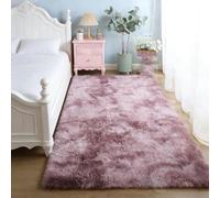 CUIMEI Tapis Moderne Salon Design 170 x 200 cm, Rectangulaire, Shaggy Doux et Confortable, Moelleux et Lavable, pour Chambre Longs Tapis de Sol Moelleux, Rose Pourpre