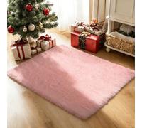 CUIMEI Tapis Rond Salon 120 x 230 cm, Moelleux, Antidérapant Épais, Lavable, Nature Mono Design Moderne, pour Chambre d'enfant Tapis Salon Lavable Chambre, Rose