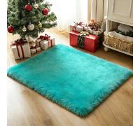 CUIMEI Tapis Rond Salon 125 x 350 cm, Moelleux, Antidérapant Épais, Lavable, Nature Mono Design Moderne, pour Chambre d'enfant Tapis Salon Lavable Chambre, Bleu Ciel