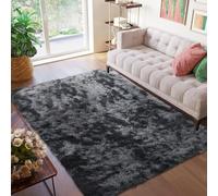 CUIMEI Tapis Rond Salon 145 x 150 cm, Moelleux, Antidérapant Épais, Lavable, Nature Mono Design Moderne, pour Chambre d'enfant Pile Courte et Douce Tapis Doux, Gris Foncé
