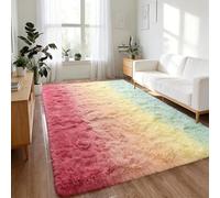 CUIMEI Tapis Rond Salon 160 x 280 cm, Moelleux, Antidérapant Épais, Lavable, Nature Mono Design Moderne, pour Chambre d'enfant Tapis à Poils Longs, Unicolor, Multicolore