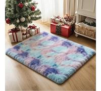 CUIMEI Tapis Rond Salon 220 x 340 cm, Moelleux, Antidérapant Épais, Lavable, Nature Mono Design Moderne, pour Chambre d'enfant Tapis Salon Lavable Chambre, Couleur Bleue
