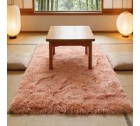 CUIMEI Tapis Rond Salon 80 x 170 cm, Dessous Antidérapant, Lavable à 30 Degrés, Super Doux, Aspect Fourrure, pour Salon Tapis à Poils Longs Doux et Moelleux, Orange