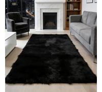 CUIMEI Tapis Salon Lavable en Machine 380 x 420 cm, Grande Taille, Àpoils Longs Shaggy, Lavable, Sûr et Antidérapant, pour Chambre Tapis Salon, Noir