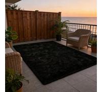 CUIMEI Tapis Salon Moderne 130 x 360 cm, Moelleux, Antidérapant Épais, Lavable, Nature Mono Design Moderne, pour Chambre d'enfant The Tapis de Salon Élégant, Noir